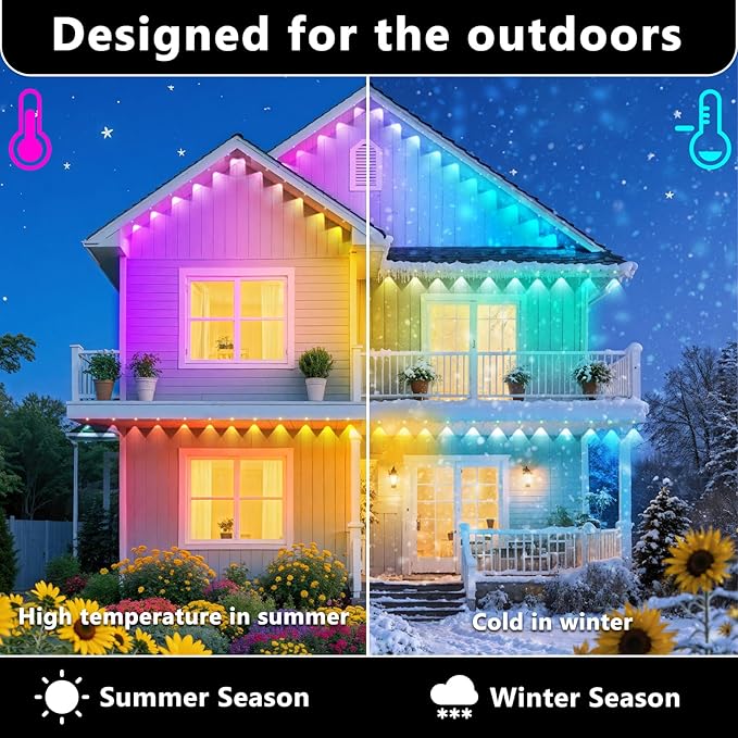 500FT Permanent Outdoor RGB Lights, IP67 Waterproof Smart Eave Lighting, with App/Remote Control Eaves Light, DIY LED Scenes Modes for House Roof Decor,Christmas,Party Rootora