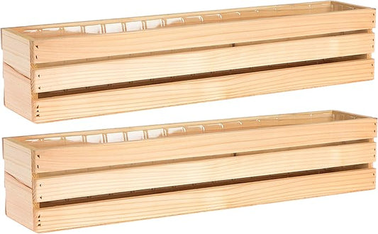20" Rectangular Rustic Wood Planter with Plastic Liner l Rustic Barn Wood l Wine Crate Style, Home and Wedding Decorations, Garden Ornaments (20x4 Wine Crate Set of 2, Rose Wood) Rootora
