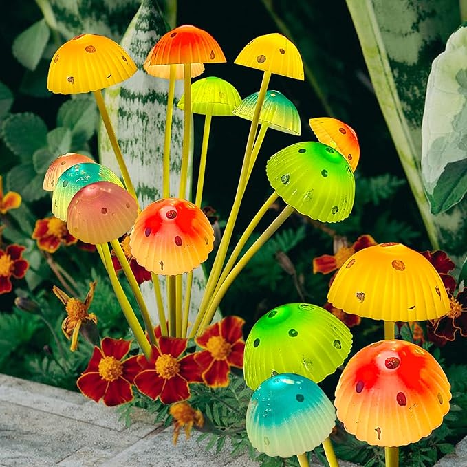 Kohlrabi Solar Garden Lights, 4 Pack Solar Mushroom Lights Outdoor, Upgraded 48LED Mushroom Light Yard Decor Outside Waterproof, Garden Decor for Lawn Front Porch Patio Backyard KohlrabiDecor