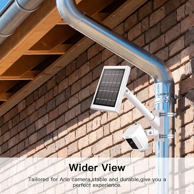 2-in-1 Pole Mounting Bracket for Ring Stick Up Cam Pro Solar Panel and Battery Outdoor Mount Accessorie, Also Compatible with Wyze, Arlo, Eufy, Blink Camera (White) HOLACA