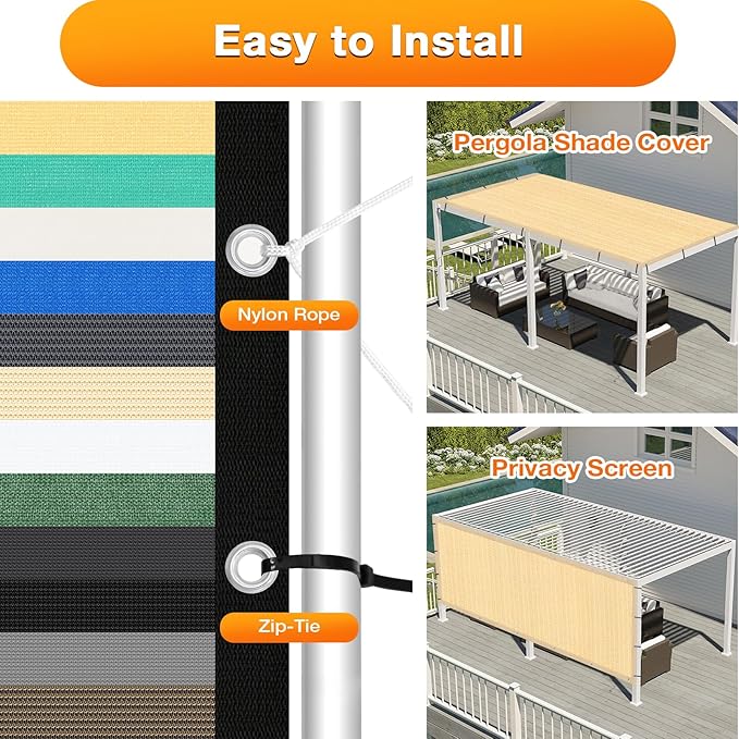 Artpuch Outdoor Pergola Shade Cover 16' X 20' Sun Shade Cloth with Grommets, 90% UV Protection Canopy Patio Privacy Screen (Customized Available) GN107, Wheat Artpuch