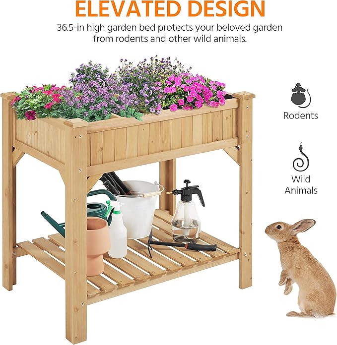 Yaheetech 36'' Hx25'' Wx37'' L Raised Garden Bed 8 Pocket Herbs Garden Planter Outdoor Horticulture Vegetables Standing Planters Boxes with Grow Grid Yaheetech