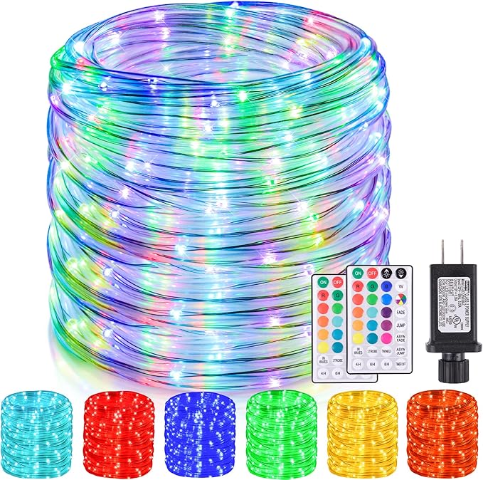 164Ft Rope Lights Outdoor, 500 LEDs 18 Colors Changing String Lights Plug in with Remote, IP68 Waterproof Twinkle Fairy Light Rope Lighting Indoor for Bedroom Patio Christmas Halloween Decor Nazuwke