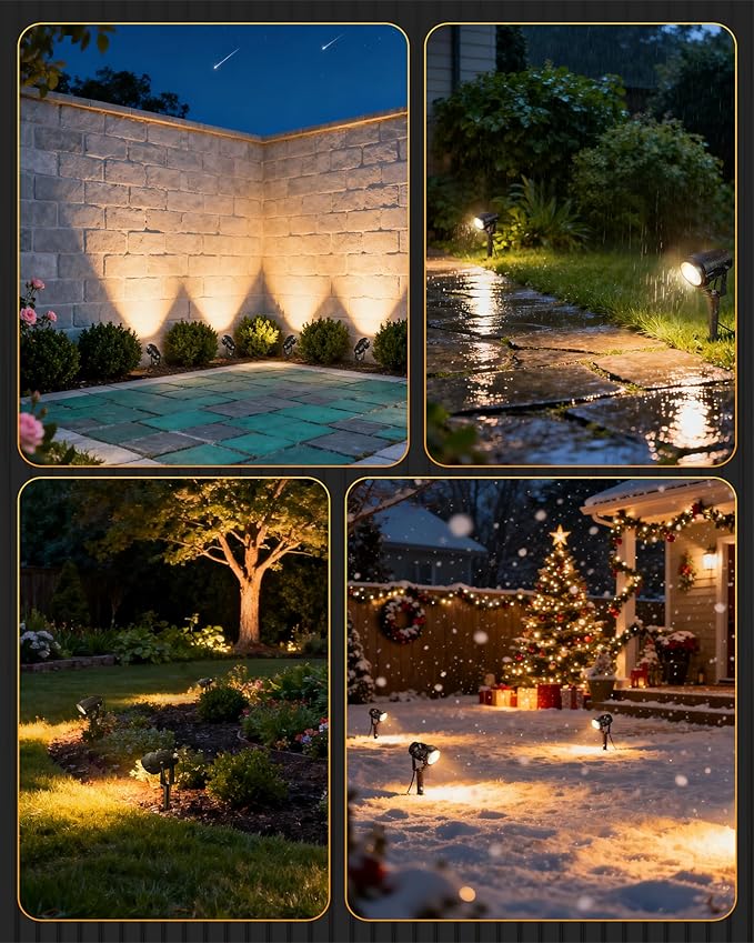 6W 700LM Low Voltage Landscape Lighting, 12V AC/DC 3000K Warm White LED Low Voltage Landscape Lights, IP65 Waterproof Outdoor Spotlights with Connectors for Garden Tree Yard 4 Pack W01SLP406 Wilawels