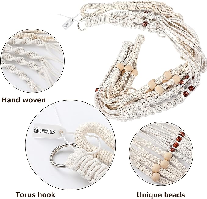 Augshy Macrame Plant Hanger, 2 Packs Plant Hangers, Hanging Planter for Indoor Plants Decorative Macrame Pot Hanger for Home Decor Augshy