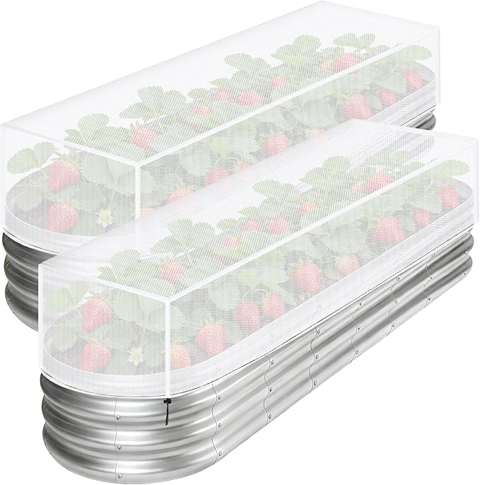 2 Pack Garden Netting for Raised Beds, 74.8" x 39.3" x 19.6" Garden Bed Insect Bird Netting Cover, Raised Garden Bed Plant Cover Mesh Pest Barrier Screen for Protecting Vegetables Fruits Flowers PurpleStar