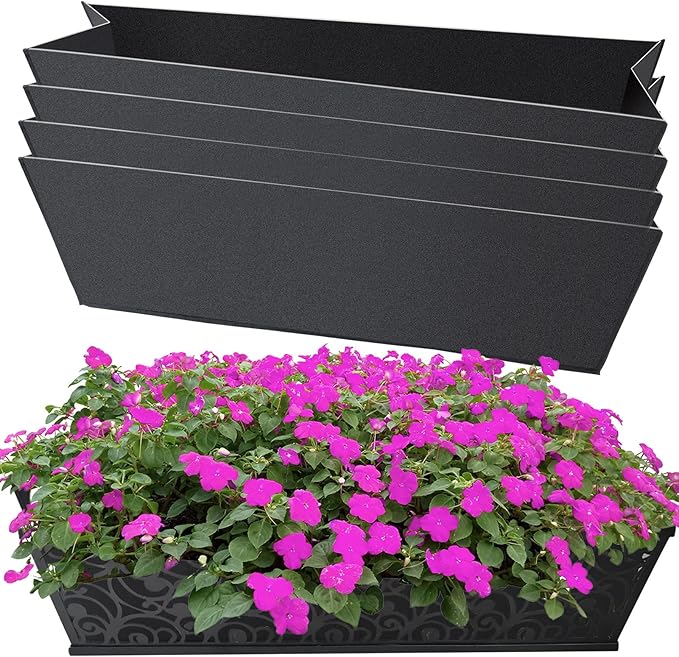 4PCS 24Inch Rectangle Window Box Liner Felt Planter Basket Liner Insert Black Plant Container Liners Non Woven Fabric Liner for Garden Fence Wall Railing Hanging Flower Pot - Avoid Bird Nesting Fantang