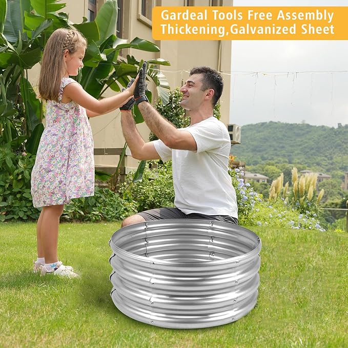 Garden Galvanized Raised Garden Bed Kit - Metal Planter Boxes for Vegetables/Herbs/Flowers, Heavy-Duty Steel Outdoor Garden Box with Reinforced Edges(3X3X1FT) Gardeal