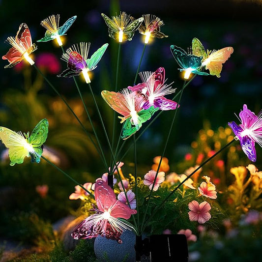 Solar Garden Lights,Swaying Butterfly Lights Outdoor Decorative,2pack Warm White LED Solar Lights for Outside Yard,Lawn,Patio,Pathway Decoration Gardening Gifts Suncket