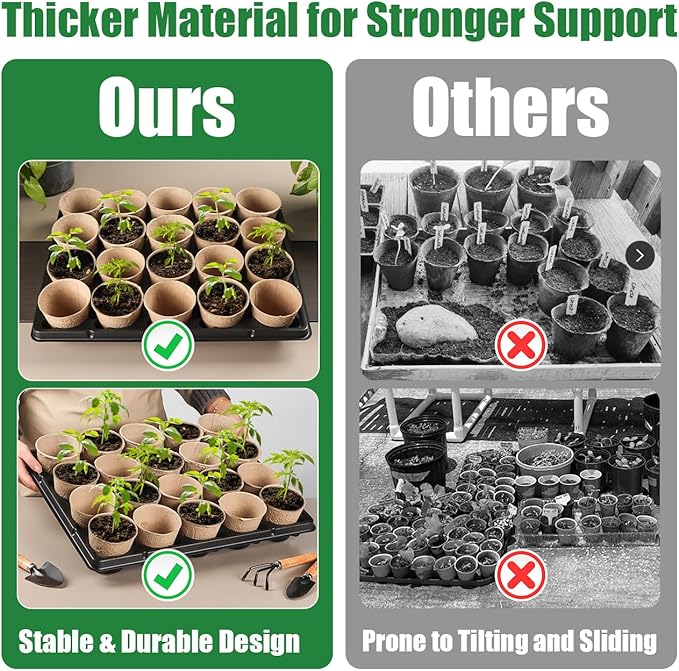 20 Cell Plant Trays for Carrying 3 inch Round Nursery Pots, Sturdy Plastic Trays Suitable for Holding 200 pcs Peat Pots (10 Packs) RooTrimmer