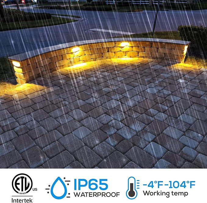 LEONLITE 8-Pack Premium Series 5CCT 7 Inch LED Hardscape Lighting Swivel, 2200K/2700K/3000K/4000K/5000K Selectable, Retaining Wall Light Low Voltage, 12V Paver Light, 4.5W Outdoor Step Light, ETL LEONLITE
