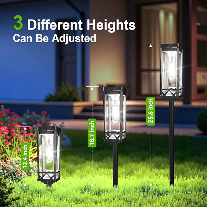 KOOPER Taller Solar Pathway Lights Outdoor, 2 Pack Upgraded Brighter Solar Garden Lights Solar Powered, Up to 15 Hours Outdoor Solar Lights for Yard Landscape Path Walkway Driveway （Cool White） KOOPER