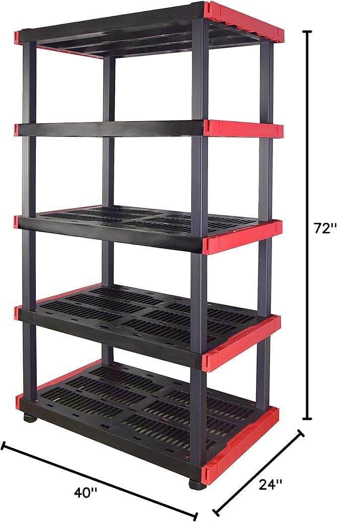 CX Craftsman 5-Tier Highly Durable Storage Rack, 5 Shelves That Support up to 200lbs/shelf, Organization and Storage, Weather-Resistant Design, Easy Assembly, American Made (72.3”H x 40”W x 24”D) BLACKYELLOW