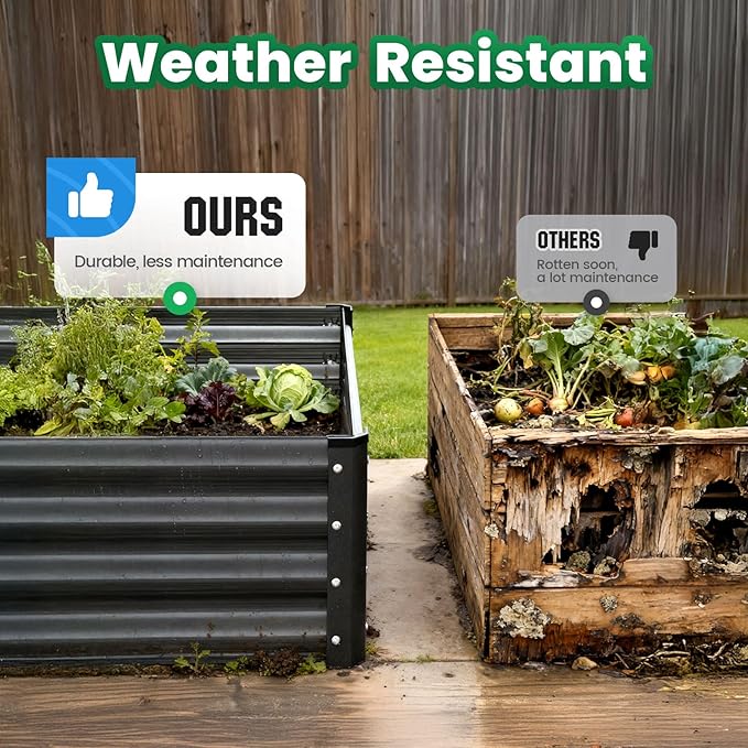 Quictent Raised Garden Bed Galvanized Raised Beds for Gardening Vegetables with Cover 8x4x1 ft Metal Planter Box Outdoor Use (Clear) QUICTENT