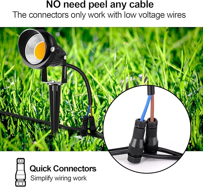 ZUCKEO 10W Low Voltage Landscape Lights LED Landscape Lighting with Connectors, 12V Outdoor Spotlights Yard Garden Pathway Lights, 1000LM Waterproof Warm White Light (14 Pack) ZUCKEO