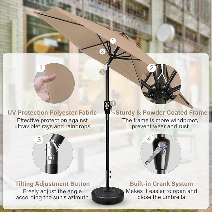 Simple Deluxe 9' Patio Umbrella Outdoor Table Market Yard Umbrella with Push Button Tilt/Crank SimpleDeluxe