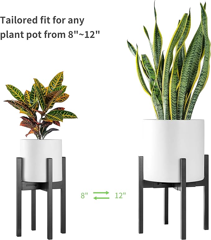 FaithLand Plant Stand, Adjustable Size Fits 8 9 10 11 12 Inches Plant Pot, Metal Planter Stand, Mid Century Expandable Plant Holder Indoor Outdoor, Adjustable Width: 8”-12” - Easy Assembly FaithLand
