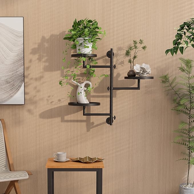 Rotating Wall Plant Shelves Plant Shelf for Window 3-Tier Metal Wall Plant Holder for Multiple Plants with Hanging Indoor Home Decor Wehaveahome