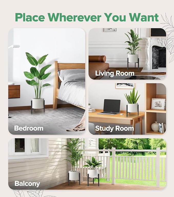 Plant Stand Indoor Adjustable, Metal Modern Indoor Plant Stand, Heavy Duty Plant Stands Outdoor Corner, Stable Plant Holder, Fits 8 to 12 Inches Pots, Black, 1 Pack, Pot & Plant Not Included SculptingLightGarden