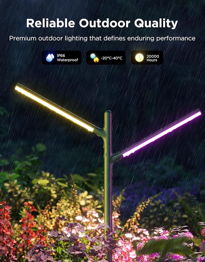 Govee Outdoor Garden Lights 2 Pack, RGBWWIC Smart LED Pathway Lights for Landscape Lighting, 16 Million Colors and 64 Scenes, IP66 Waterproof for Outdoor Patio, Compatible with Alexa, Matter Govee