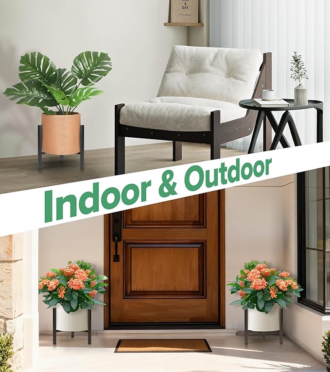 Plant Stand Indoor Adjustable, Metal Modern Indoor Plant Stand, Heavy Duty Plant Stands Outdoor Corner, Stable Plant Holder, Fits 8 to 12 Inches Pots, Black, 1 Pack, Pot & Plant Not Included SculptingLightGarden