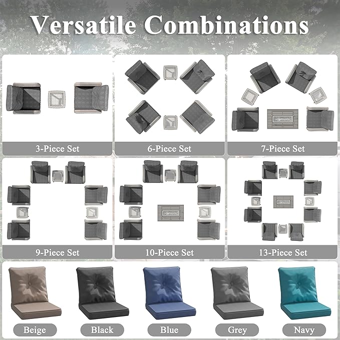 2-Seat Modern Patio Furniture Set with Swivel Rocking Chairs, Thick 4″ Cushions, Dual-Strand Wicker Rattan, Rust-Resistant Steel Frame – Outdoor Conversation & Modular Sectional,Black MASIONBACKYARDS