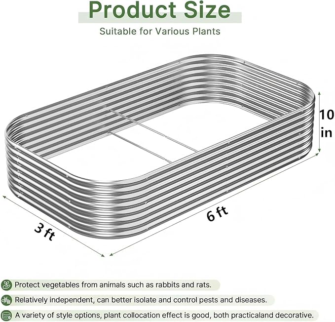 3 PCS 6x3ft Galvanized Raised Garden Bed Outdoor, Metal Garden Bed for Vegetables, Above Ground Garden Box for Flower, Steel Raised Beds for Gardening Mostmahes