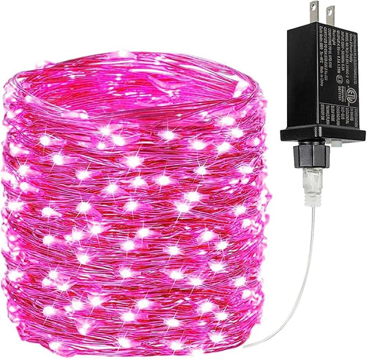 66Ft 200LED Pink Fairy Lights Plug in, Waterproof String Lights Outdoor & Indoor 8 Modes with Timer Valentines Day Decor, Twinkle Light for Girl's Room, Galentines Day, Wedding, Gifts for Women, Lover BHCLIGHT