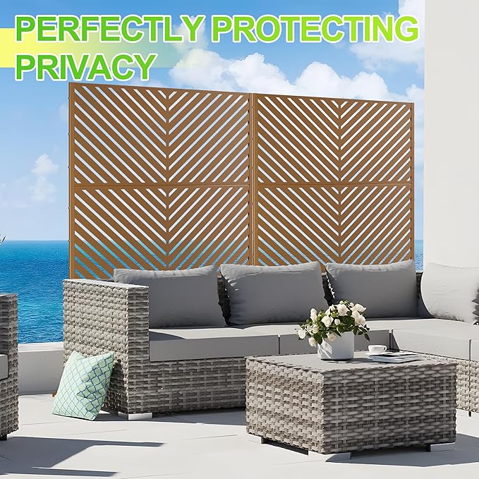 Outdoor Privacy Screen,72" H×47" W Metal Privacy Screen, Freestanding Privacy Fence Panels for Patio FENCY