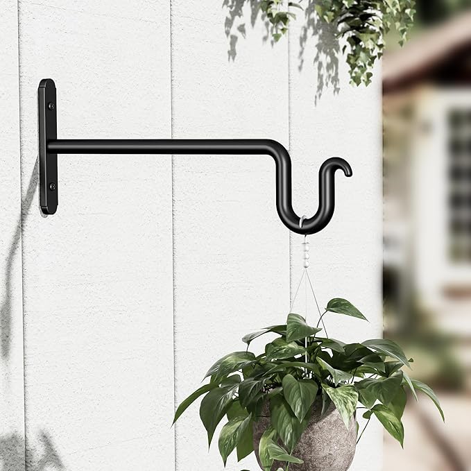 Hanging Plant Brackets 10 Inch - 2 Pack Plant Hanger for Hanging Plants, Plant Hook for Hanging Bird Feeders, Flower Baskets, Wind Chimes, Lanterns, Indoor or Outdoor. Rootora