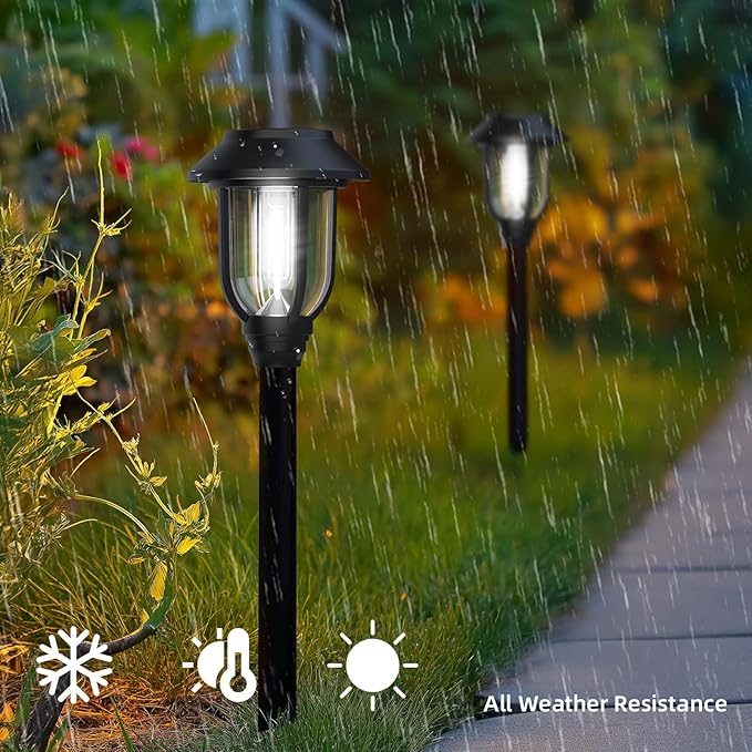 12 Pack Solar Lights Outdoor, 6000K Bright Solar Pathway Lights for Outside, Auto On/Off Waterproof Solar Powered,Landscape Lighting for Walkway, Yard, Path, Driveway, Garden ILANCK