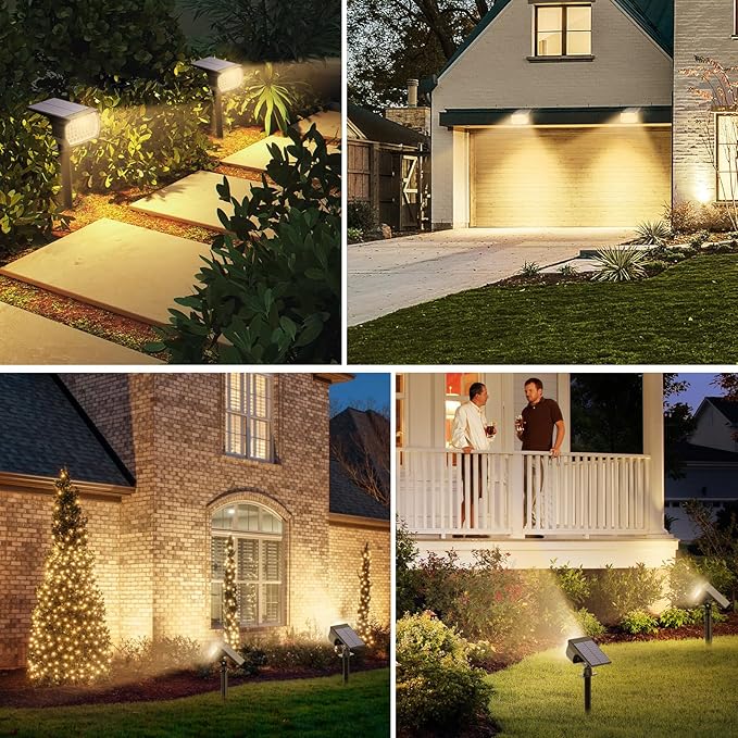 Solar Spot Lights Outdoor 6 Pack, [46 LED/3 Modes] Solar Landscape Spotlights Waterproof, 2-in-1 Auto On/Off Solar Powered Lights for Outside Yard Garden Wall Pathway(Warm White) TadyrealSolarLights