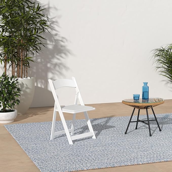 SIMPLEX 8 White Folding Chairs – Resin Stackable Foldable Chairs with Padded Seats – Comfortable White Folding Chairs for Indoor/Outdoor Events – Lightweight Resin Chairs (8 Pack) Simplex