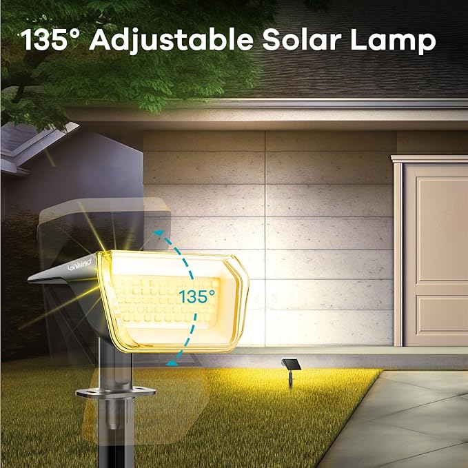 Linkind Solar Spot Lights Outdoor Waterproof IP67, 60 LED Solar Flood Lights 30% High Conversion Landscape Lighting for Garden Yard Pathway (4 Pack, Warm White) Linkind
