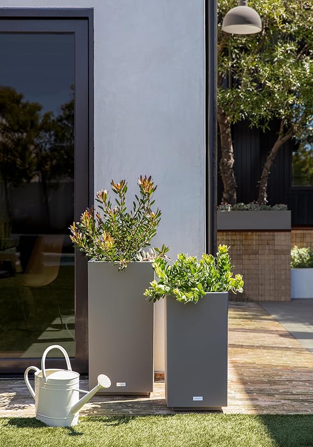 Veradek Block Series Pedestal Planter - Tall Planter for Indoor or Outdoor Front Porch | All-Weather Use with Removable Insert Bucket | Modern Décor for Flowers, Tall Trees, Faux Plants VeradekOutdoor