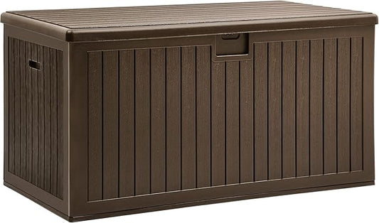 YITAHOME XXL 230 Gallon Large Deck Box,Outdoor Storage for Patio Furniture Cushions,Garden Tools with Flexible Divider,Waterproof,Lockable (Brown) YITAHOME