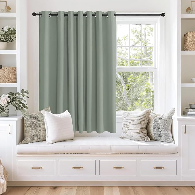 NICETOWN Blackout Curtains 63 inches Long for Living Room Bedroom, Grommet Thermal Insulated Room Divider Drape Window Treatment for Sliding Patio Door, W100 x L63, 1 Panel, Sage Green NICETOWN