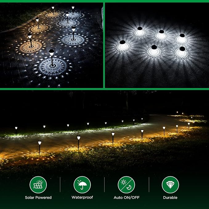 Super Bright Solar Lights Outdoor Waterproof-10 Pack, Dusk to Dawn Up to 12 Hrs Solar Powered Outdoor Pathway Garden Lights Auto On/Off, LED Landscape Lighting Decorative for Walkway Patio Yard URAGO
