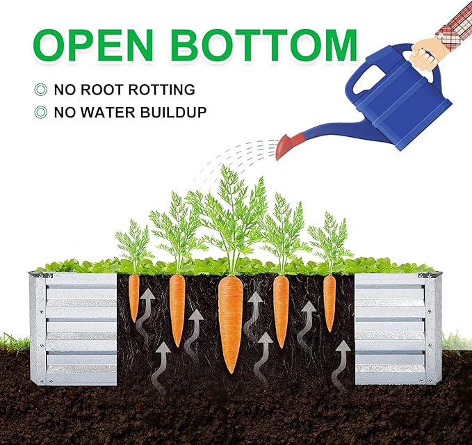 Galvanized Raised Garden Bed 2pcs Pack - Metal Raised Bed Garden Kit 4'x8'x1' for Flower Planters, Vegetables Herb Mofesun