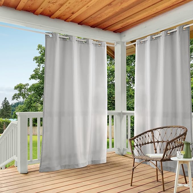 Town & Country Basics Cabana Solid Heavyweight Indoor Outdoor Curtains, Light Filtering Opacity with Grommet Top, Water Repellent, 2-Pack Set, 54"x132", Taupe TOWN+%26+COUNTRY+BASICS
