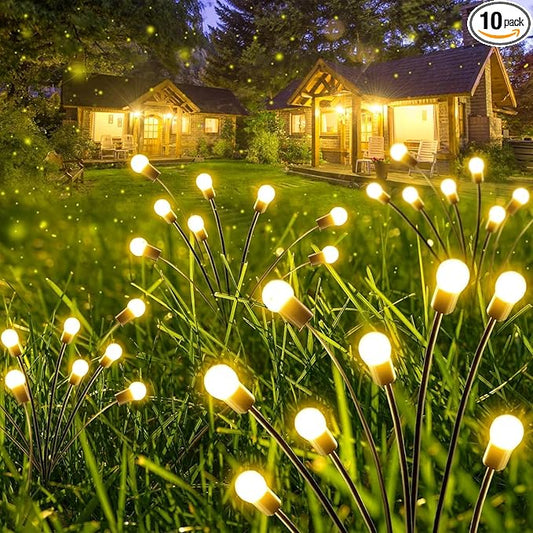 10-Pack Solar Garden Lights, 80 LED Solar Lights Outdoor for Garden Decor, Waterproof Firefly Light Outdoor (Sway by Wind), Swaying Light for Outside Yard Pathway Landscape Decorations (Warm White) Albelt