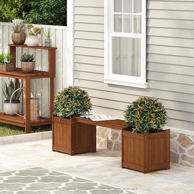 Furinno FG16011 Tioman Hardwood Flower Box, Brown Furinno-FitsYourSpaceFitsYourBudget