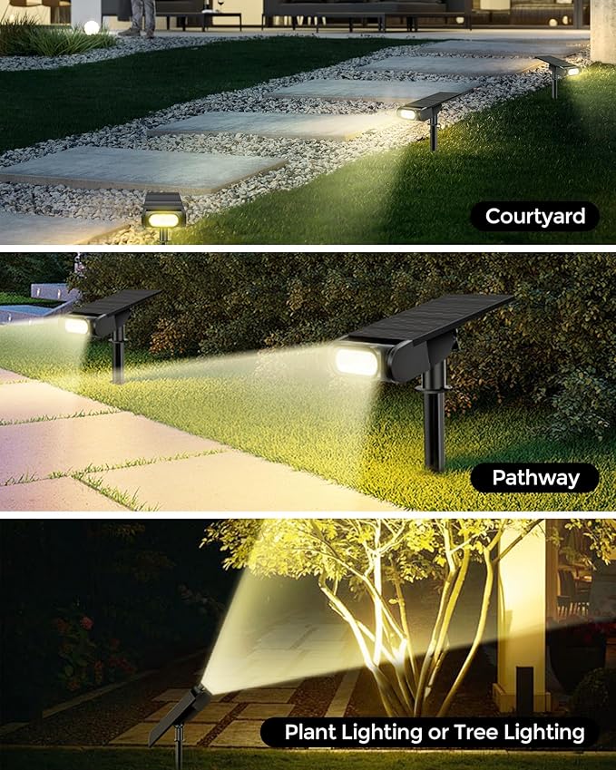 RGB Christmas Solar Spot Lights Outdoor, 12 RGB Color Modes Landscape Light Waterproof IP67 with Remote Control, 2-in-1 Color Changing RGB/Cool/Warm White for Yard Garden Christmas 4 Pack Brthera