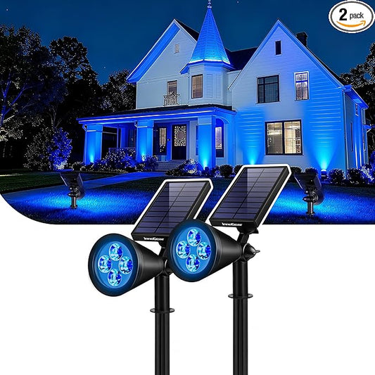InnoGear Solar Lights Outdoor Waterproof Halloween Christmas Solar Garden Light for Outside Yard Landscape Lighting Pathway Spot Lights Spotlight Wall Light Auto On/Off, 2 Pack (Blue Light) InnoGear