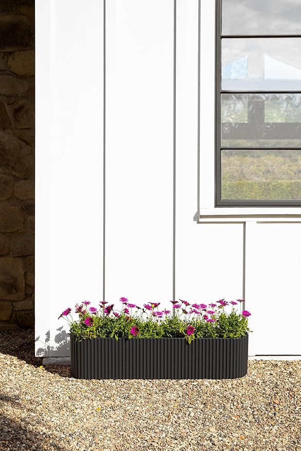 Veradek Demi Series Window Box Planter - Long Planter Box for Windowsill/Balcony | Durable Plastic-Stone Composite Material | Modern Décor for Flowers/Herbs VeradekOutdoor