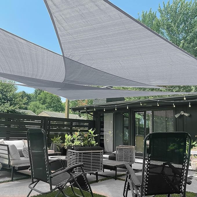 LOVE STORY Custom Size 6'x7'x9.2' Silver Grey Sun Shade Sail Triangle Sunshade Fabric Awning Canopy for Patio Backyard Carport Pergola (Customized) LOVESTORY