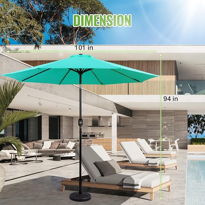 Backyard Expressions 9 ft. Patio Umbrella, Market Table Umbrella w/Tilt and Crank, 8 Ribs BackyardExpressions