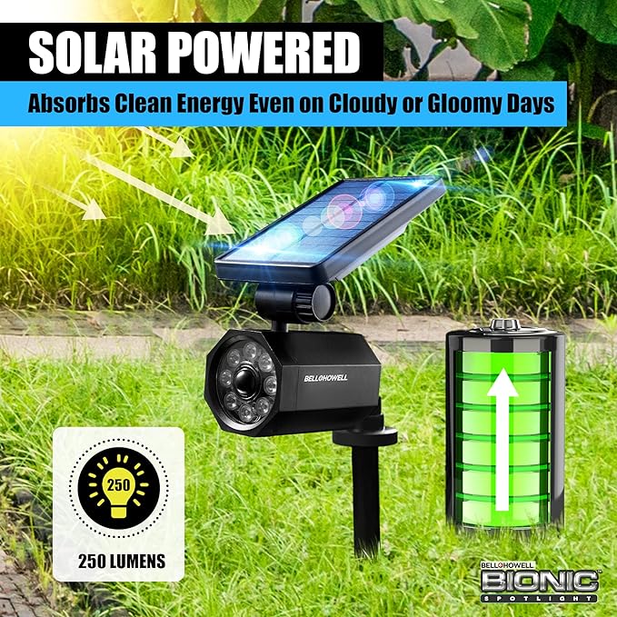 Bell+Howell Bionic Spotlight Motion Solar Spot Lights Outdoor Waterproof, Landscape Lights, Outdoor Solar Yard Lights Weather Resistant, Super Bright LED Lights, for Garden, Lawn As Seen On TV BellHowell