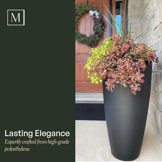 Mayne Modesto 32-Inch Tall Planter – Weather-Resistant Planter for Flowers – Durable Indoor/Outdoor Design for Patio, Porch, or Entryway Mayne