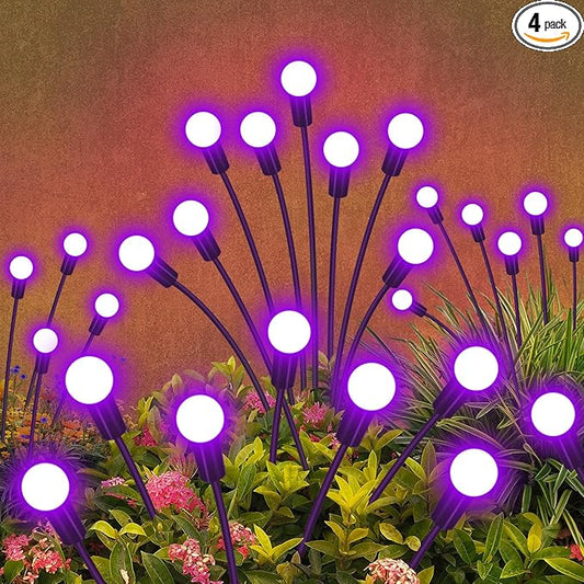 Solar Garden Lights Outdoor Waterproof, 4 Pack 32 LED Swaying Light Firefly Light Outdoor Decor Lights for Garden Gifts for Pathway Party Christmas Decoration, Purple YShengMian